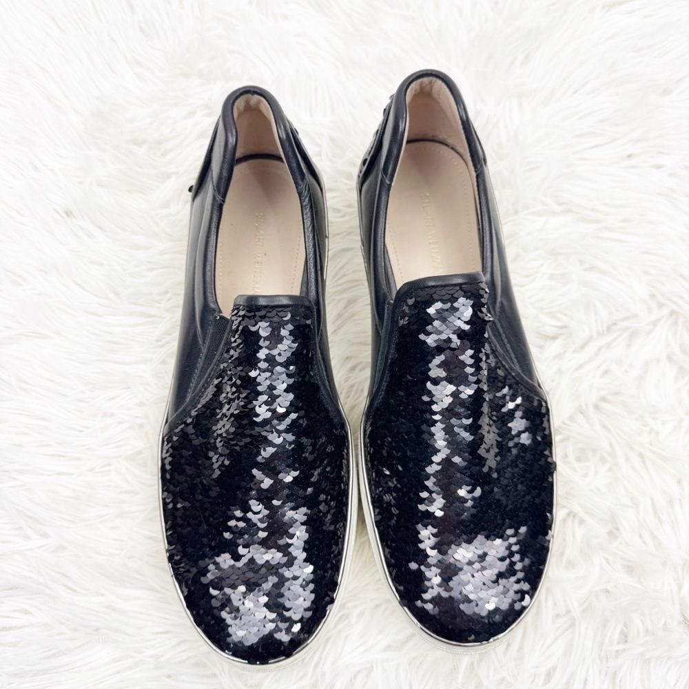 Stuart Weitzman Sequin Slip-On Leather Loafer Sne… - image 3
